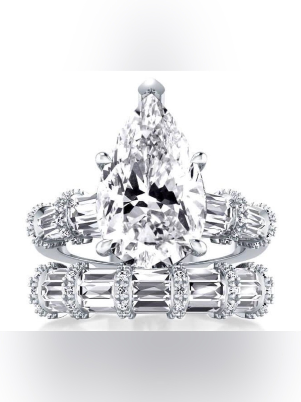 Italo Solitaire Ribbon Design Pear Bridal Set (9.00 CT. TW.)